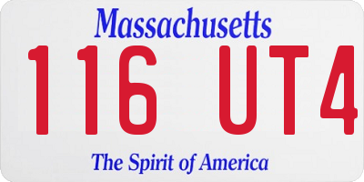 MA license plate 116UT4