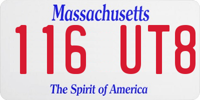 MA license plate 116UT8
