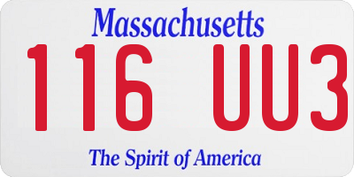 MA license plate 116UU3