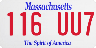 MA license plate 116UU7