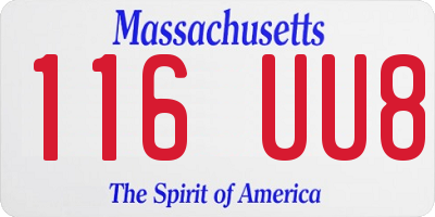 MA license plate 116UU8