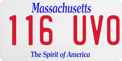MA license plate 116UV0
