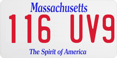 MA license plate 116UV9