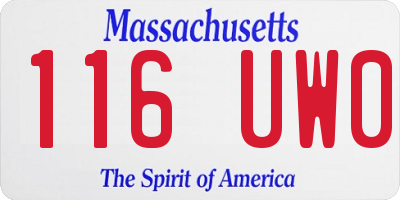 MA license plate 116UW0