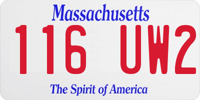 MA license plate 116UW2