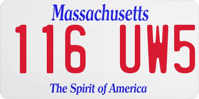 MA license plate 116UW5