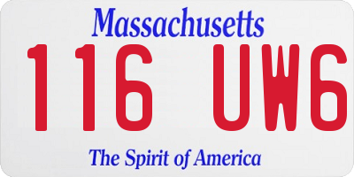 MA license plate 116UW6
