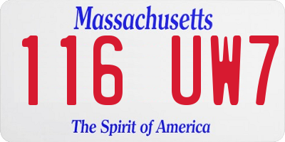 MA license plate 116UW7