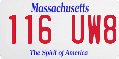 MA license plate 116UW8