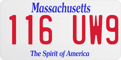 MA license plate 116UW9