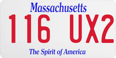 MA license plate 116UX2