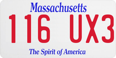 MA license plate 116UX3