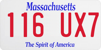 MA license plate 116UX7