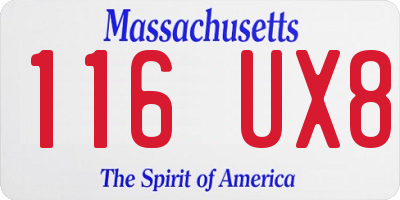 MA license plate 116UX8