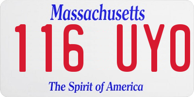 MA license plate 116UY0