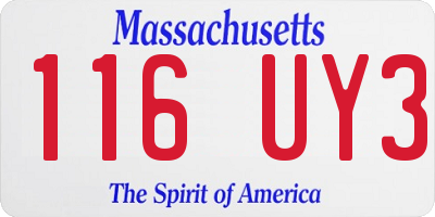 MA license plate 116UY3