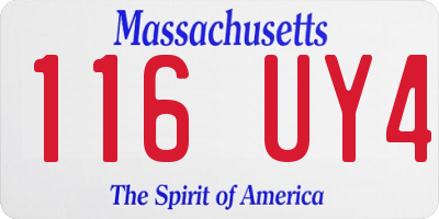 MA license plate 116UY4