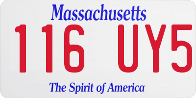 MA license plate 116UY5