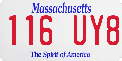MA license plate 116UY8