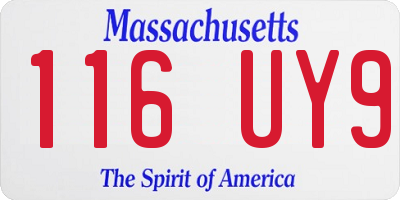 MA license plate 116UY9