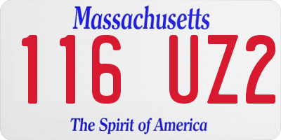 MA license plate 116UZ2