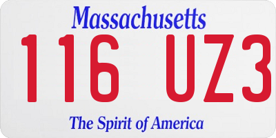 MA license plate 116UZ3
