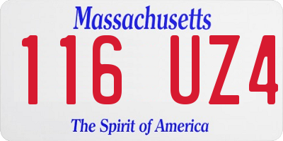 MA license plate 116UZ4