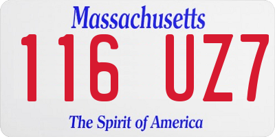 MA license plate 116UZ7