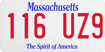 MA license plate 116UZ9