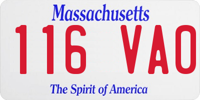 MA license plate 116VA0