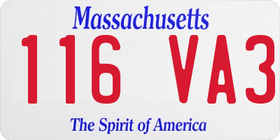 MA license plate 116VA3
