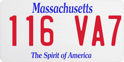 MA license plate 116VA7