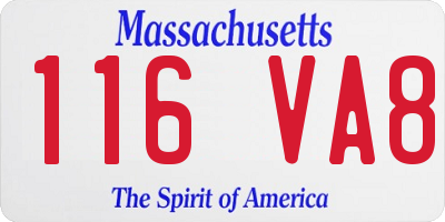 MA license plate 116VA8