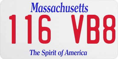 MA license plate 116VB8
