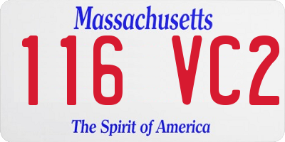 MA license plate 116VC2