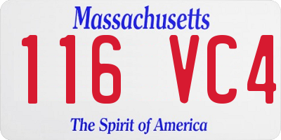MA license plate 116VC4