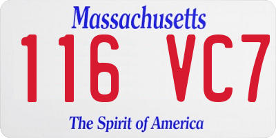 MA license plate 116VC7