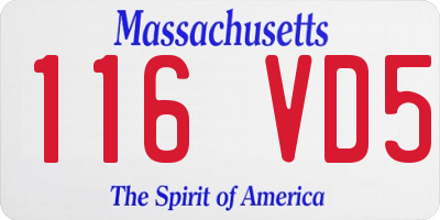 MA license plate 116VD5