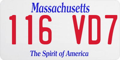 MA license plate 116VD7
