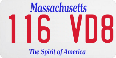 MA license plate 116VD8