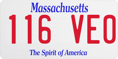 MA license plate 116VE0