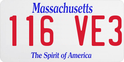 MA license plate 116VE3