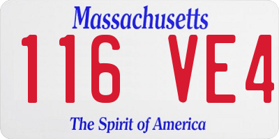 MA license plate 116VE4