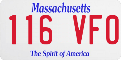 MA license plate 116VF0