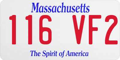 MA license plate 116VF2