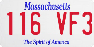 MA license plate 116VF3