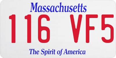 MA license plate 116VF5