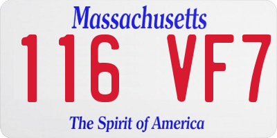 MA license plate 116VF7