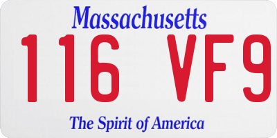 MA license plate 116VF9