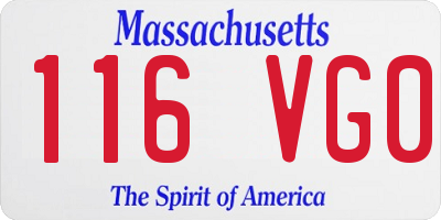 MA license plate 116VG0